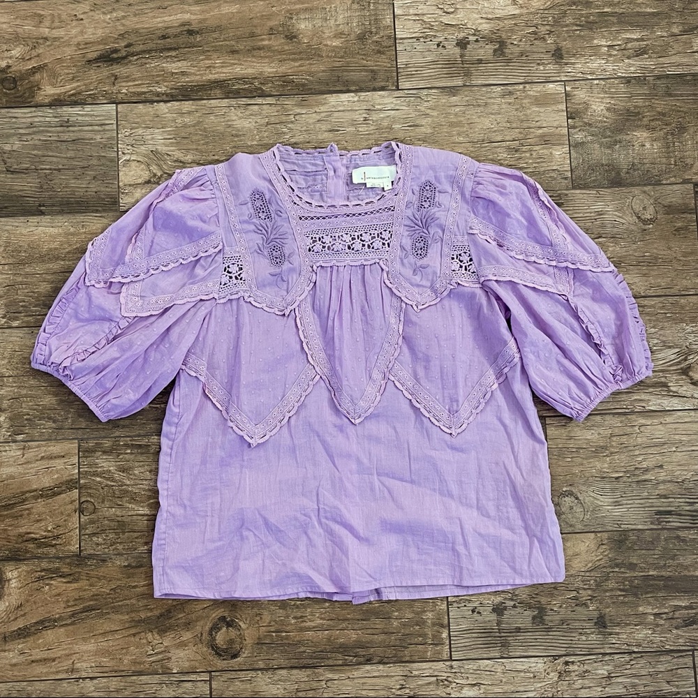 ANTHROPOLOGIE lavender cotton blouse S